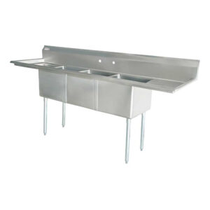 Triple Sink 18" × 18" with 2 drainboards