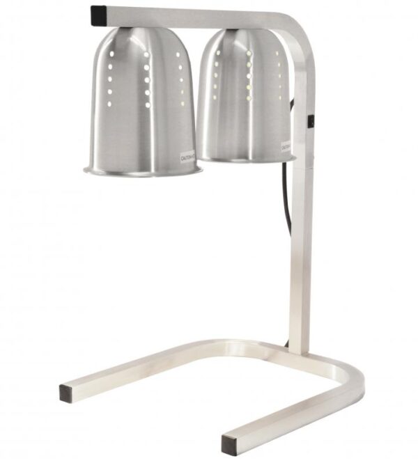 2-Bulb Commercial Portable Heat Lamp, Silver – 2 x 250W, 110V/60Hz/1Ph