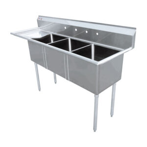 Triple Sink 24" × 24" with drainboard