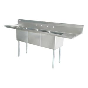 Triple Sink 24" × 24" with 2 drainboards