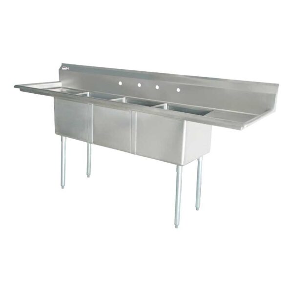 Triple Sink 24" × 24" with 2 drainboards